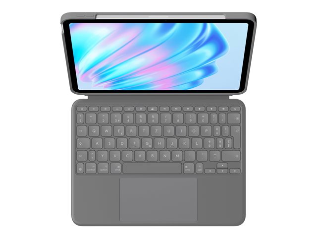Logitech Combo Touch - Keyboard and folio case - with trackpad - backlit - Apple Smart connector - QWERTZ - Swiss - oxford grey - for Apple 11-inch iPad Air (M2, M3)