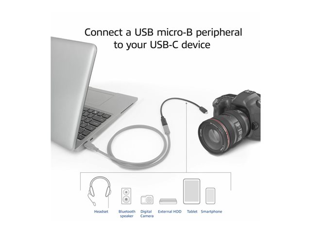 USB Type-C female to USB micro B 2.0 male adapter 0.2m