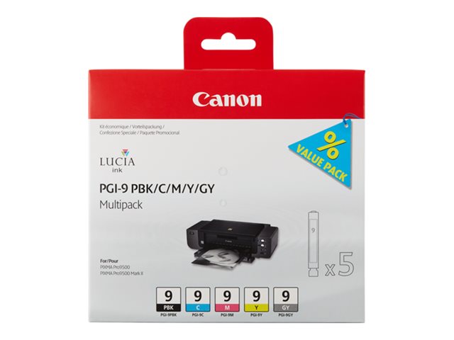 PGI-9 PBK/C/M/Y/GY MULTI PACK INK