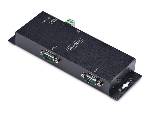 StarTech.com 2P Serial to Ethernet Adapter, IP LAN to RS232 DB9 Converter - Device server - 2 ports - 100Mb LAN, RS-232 - wall / DIN rail mountable - TAA Compliant