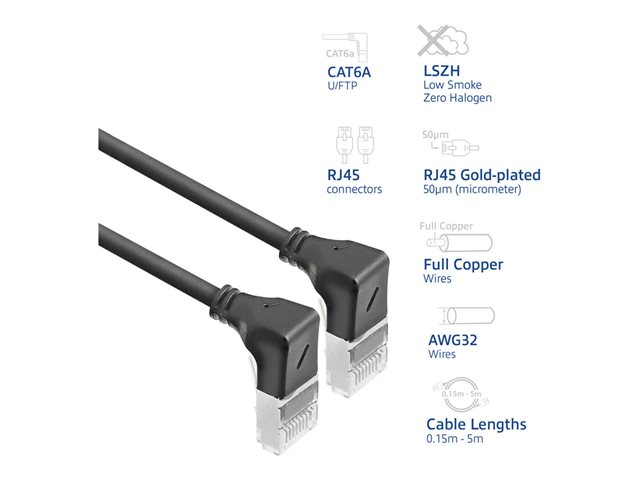CAT6A UFTP SL D/D-ANG BK 1.50M. 1 stk