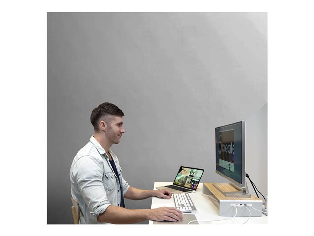 Wood Monitor Stand with Docking Station