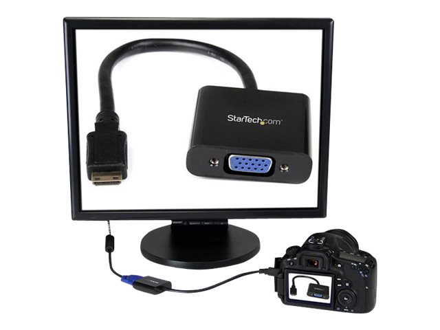 StarTech.com Mini HDMI® to VGA Adapter Converter for Digital Still Camera / Video Camera - 1920x1080 - Mini HDMI Male to VGA HD15 Female (MNHD2VGAE2) - Video converter - HDMI - VGA - black