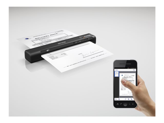 Epson WorkForce ES-60W - Sheetfed scanner - Contact Image Sensor (CIS) - A4 - 600 dpi x 600 dpi - up to 300 scans per day - USB 2.0, Wi-Fi(n)