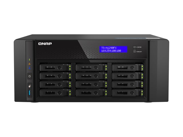 QNAP TS-h1290FX - NAS server - 12 bays - SATA 6Gb/s / PCIe (NVMe) / U.2 - RAM 128 GB - 25 Gigabit Ethernet / 2.5 Gigabit Ethernet - iSCSI support