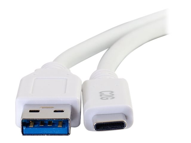 C2G 10ft USB C 3.0 to USB Cable - USB C to USB A - M/M - USB-kabel - USB type A (M) naar 24 pin USB-C (M) - USB 3.1 - 30 V - 3 A - 3.05 cm - wit