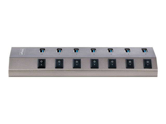 StarTech.com 7-Port Self-Powered USB-C Hub with Individual On/Off Switches, USB 3.0 5Gbps Expansion Hub w/Power Supply, Desktop/Laptop USB-C to USB-A Hub, 7x BC 1.2 (1.5A), USB Type C Hub - USB-C/A Host Cables (5G7AIBS-USB-HUB-EU) - Hub - 7 x USB 3.2