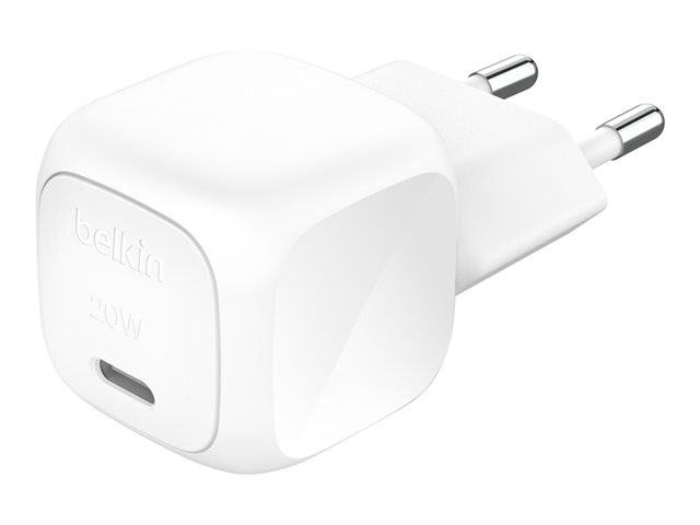 Belkin BoostCharge - Power adapter - compact - 20 Watt - Power Delivery 3.1, Fast Charge (24 pin USB-C) - white