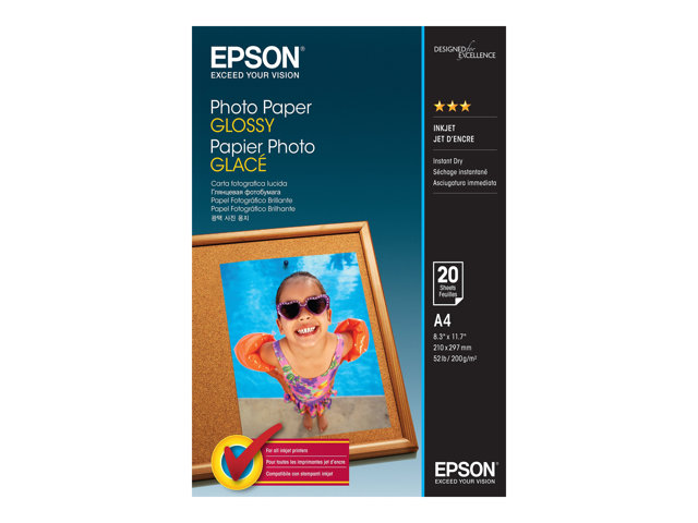 Epson - Glossy - A4 (210 x 297 mm) - 200 g/m² - 20 sheet(s) photo paper - for EcoTank ET-2850, 2851, 2856, 4850, EcoTank Photo ET-8500, WorkForce Pro WF-C5790