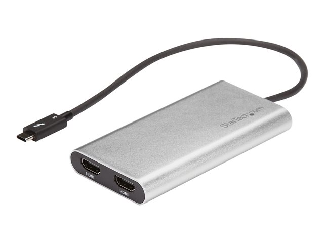 StarTech.com Thunderbolt 3 to Dual HDMI 2.0 Adapter - 4K 60Hz Dual Monitor TB3 HDMI Video Adapter - Thunderbolt 3 Certified -Mac & Windows (TB32HD24K60) - Adapter cable - 24 pin USB-C male to HDMI female - 28.4 m - silver - active, 4K60Hz (4096 x 2160) support - for P/N: TB33A1C