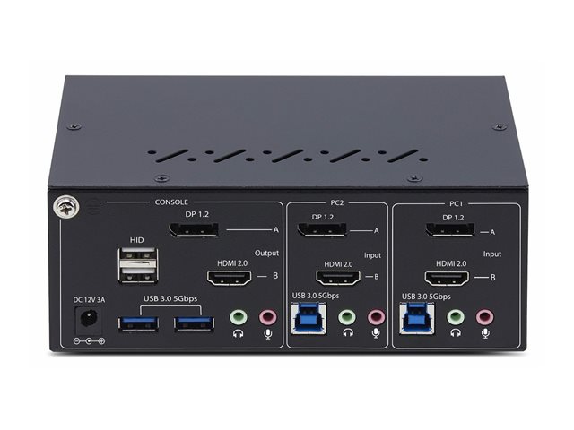 2-Port Dual-Monitor DP+HDMI KVM Switch