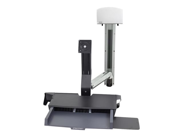 Ergotron StyleView - Mounting kit (CPU holder, 2 track covers, 2 cable channels, wall track mount, mouse shelf, wrist rest, VESA adapter, keyboard tray, adjustable monitor arm, wall track 34\", barcode scanner and mouse holder) - for LCD display / PC equipment - aluminium, high-grade plastic - polished aluminium - screen size: up to 24\"