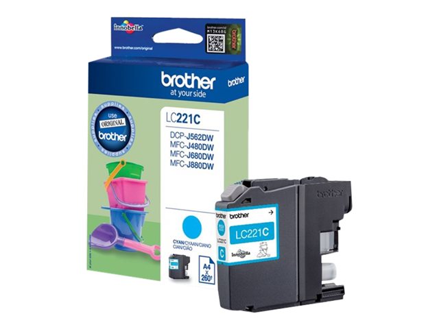 Brother LC221C - Cyan - original - ink cartridge - for Brother DCP-J562DW, MFC-J480DW, MFC-J680DW, MFC-J880DW