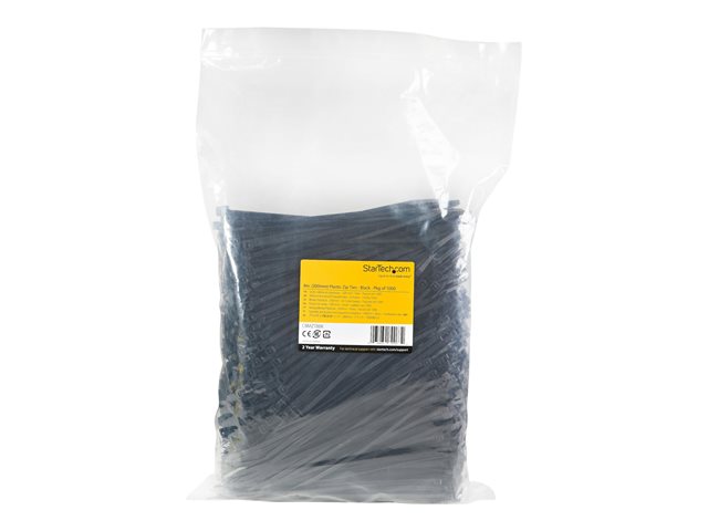 StarTech.com 8\"(20cm) Cable Ties, 2-1/8\"(55mm) Dia, 50lb(22kg) Tensile Strength, Nylon Self Locking Zip Ties, UL Listed, 1000 Pack, Black (CBMZT8BK) - Cable tie - 20.32 cm - black - TAA Compliant (pack of 1000)
