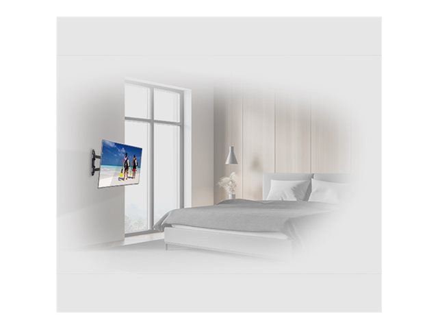 B-TECH BTV513/B - Mounting kit (double arm wall mount, mounting plate, cable management clip, 2 interface brackets) - Ultra-Slim - for flat panel - black - screen size: up to 55\" - mounting interface: up to 400 x 400 mm