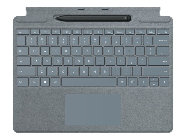 Microsoft Surface Pro X Signature Keyboard with Slim Pen Bundle - Keyboard - with trackpad, accelerometer - backlit - Swiss - ice blue - commercial - for Surface Pro 8, Pro X