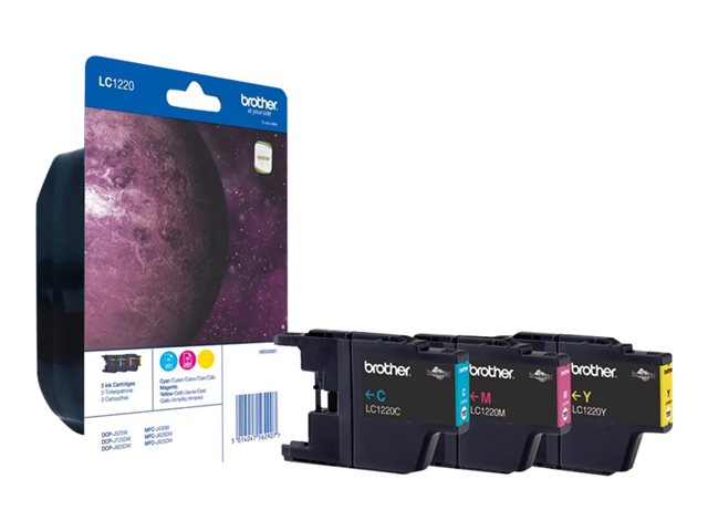 Brother LC1220RBWBP - Yellow, cyan, magenta - original - blister - ink cartridge - for Brother DCP-J525, DCP-J725, DCP-J925, MFC-J430, MFC-J625, MFC-J825, MyMio MFC-J825