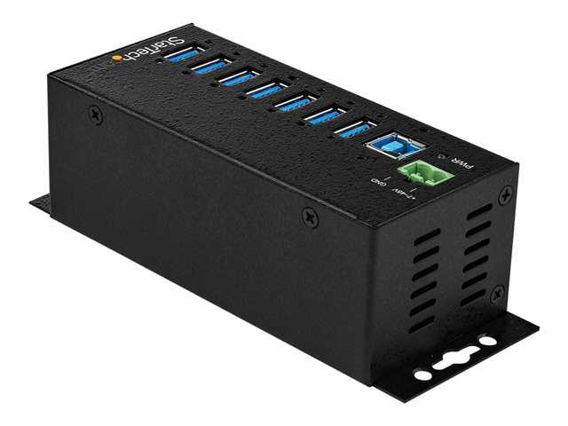 StarTech.com 7 Port USB Hub with Power Adapter, Surge Protection, Metal Industrial USB 3.0 Data Transfer Hub, Din Rail, Wall or Desk Mountable, High Speed USB 3.1/USB 3.2 Gen 1 5Gbps Hub - Windows/macOS/Linux (HB30A7AME) - Hub - 7 x USB 3.2 Gen 1 - DIN rail mountable, wall-mountable - TAA Compliant - for P/N: ITB20D3250