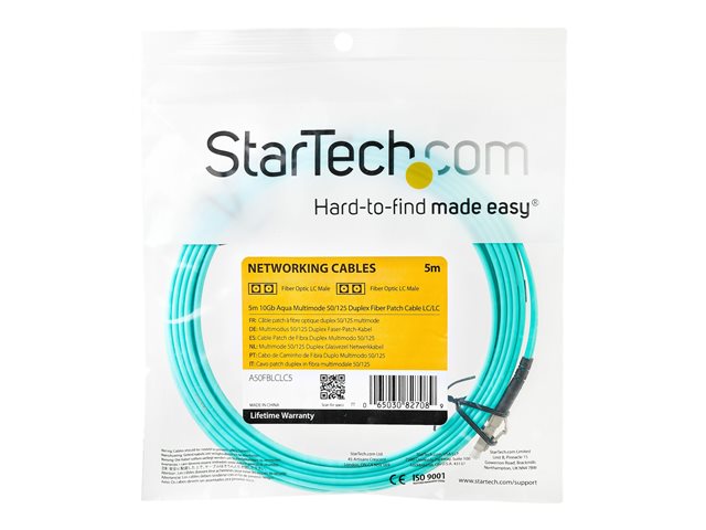 StarTech.com 5m Fiber Optic Cable - 10 Gb Aqua - Multimode Duplex 50/125 - LSZH - LC/LC - OM3 - LC to LC Fiber Patch Cable - Patch cable - LC multi-mode (M) to LC multi-mode (M) - 5 m - fibre optic - duplex - 50 / 125 micron - aqua - for P/N: MASFP10GBSR, SFP10GBLRMST, SFP10GBSRST, SFP10GSRSST, SFP10GSRXST, SV565FXHD4KU