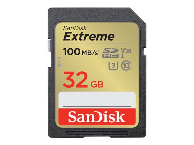 SanDisk Extreme - Flash memory card - 32 GB - Video Class V30 / UHS-I U3 / Class10 - SDHC UHS-I