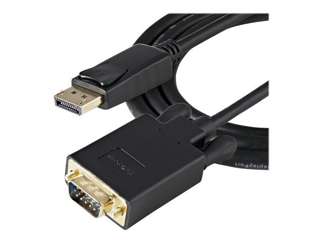 StarTech.com 3ft DisplayPort to VGA Adapter Cable - 1920x1200 - Active DisplayPort (DP) Computer or Laptop to VGA Monitor or TV Display (DP2VGAMM3B) - Adapter cable - DisplayPort (M) latched to HD-15 (VGA) (M) - DisplayPort 1.2 - 1 m - active, 2048 x 1280 support 60Hz - black
