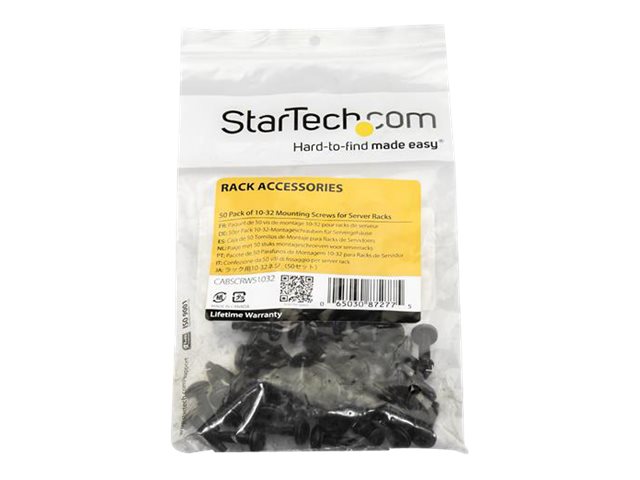 StarTech.com Server Rack Screws - 50 pack - 10-32 Screws - Rack Mount Screws - Network Rack Screws - Rack Mount Hardware (CABSCRWS1032) - Rack screws and nuts (pack of 50 pieces)