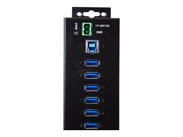 StarTech.com 10 Port USB Hub with Power Adapter, Surge Protection, Metal Industrial USB 3.0 Data Transfer Hub, Din Rail, Wall or Desk Mountable, High Speed USB 3.1/ USB 3.2 Gen 1 5Gbps Hub - Windows/macOS/Linux (HB30A10AME) - Hub - 10 x USB 3.2 Gen 1 - DIN rail mountable, wall-mountable - TAA Compliant - for P/N: ITB20D3250