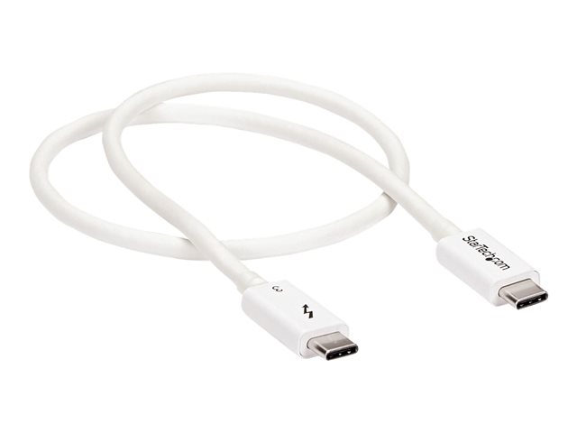 StarTech.com 1.6ft (50cm) Thunderbolt 3 Cable, 40Gbps, 100W PD, 4K/5K Video, Thunderbolt-Certified, Compatible w/ TB4/USB 3.2/DisplayPort - Thunderbolt cable - 24 pin USB-C (M) to 24 pin USB-C (M) - USB 3.1 Gen 2 / Thunderbolt 3 / DisplayPort 1.2 - 50 cm - 4K support - white - for P/N: CDP2HDUACP, CDP2HDUACPW, PEXUSB321C, TB33A1C