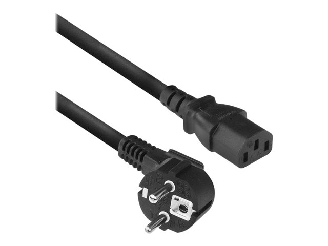 Voedingskabel - power CEE 7/7 (M) gehoekt naar power IEC 60320 C13 recht - 250 V wisselstroom V - 6 A - 2 m - zwart