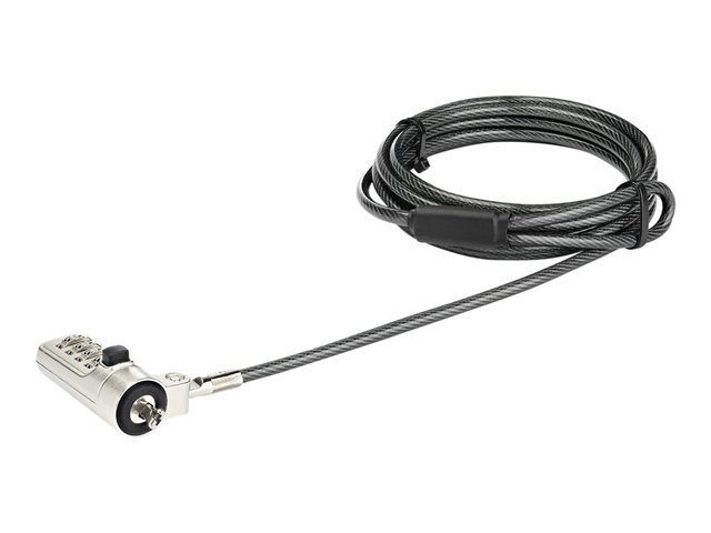StarTech.com 6.5? (2m) Laptop Cable Lock, 4 Digit Combination Laptop/Desktop Security Cable Lock for Wedge Slot Computers/Laptops, Anti-Theft Vinyl-Coated Steel Combo Cable Lock, Portable - Wedge Slot Laptop Lock (LTLOCKNBL) - Security cable lock - silver, black - 2 m
