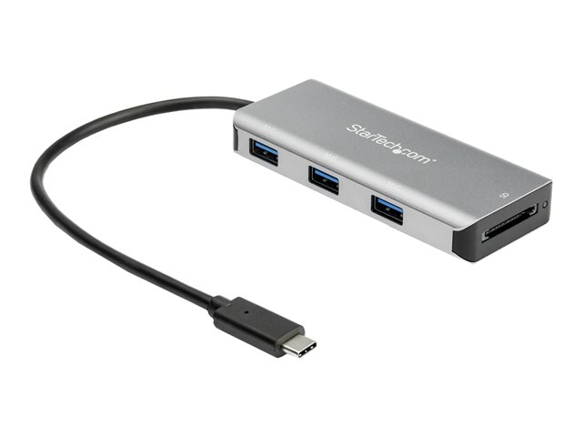 StarTech.com 3 Port 10Gbps USB C Hub with SD Card Reader, 3x USB-A & 1x SD Slot, Portable USB 3.1/3.2 Gen 2 Type C Adapter Hub, Laptop Hub, USB Bus Powered, Thunderbolt 3 Compatible - Windows/macOS/Linux (HB31C3ASDMB) - Hub - 1 x USB-C + 3 x USB 3.1 - desktop - for P/N: PEXUSB321C