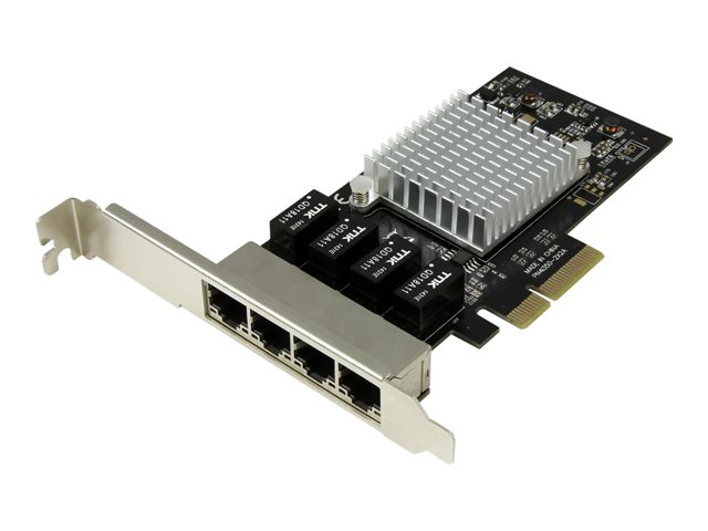 StarTech.com 4 Port PCIe Network Card - RJ45 Port - Intel i350 Chipset - Ethernet Server / Desktop Network Card - Dual Gigabit NIC Card (ST4000SPEXI) - Network adapter - PCIe x4 low profile - 1GbE - 1000Base-T - black - for P/N: BNDTB10GI, BNDTB210GSFP, BNDTB310GNDP, BNDTB410GSFP, BNDTB4M2E1, BNDTBUSB3142