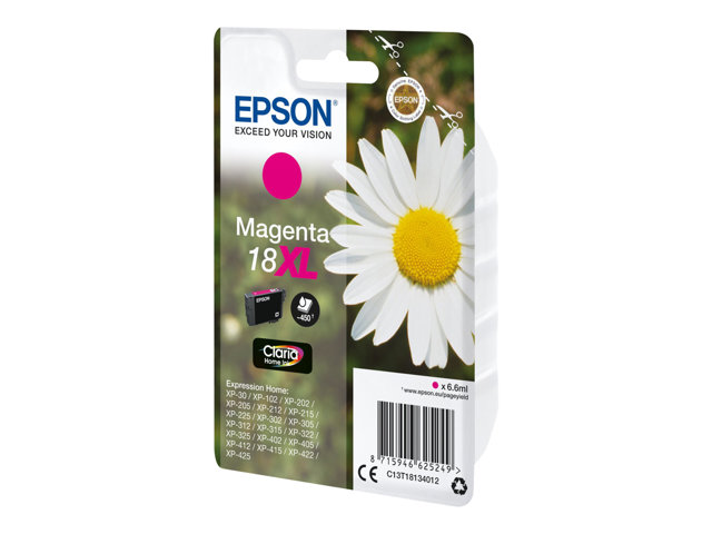 Epson 18XL - 6.6 ml - XL - magenta - original - ink cartridge - for Expression Home XP-212, 215, 225, 312, 315, 322, 325, 412, 415, 422, 425
