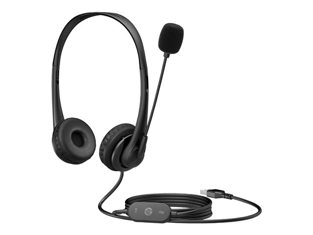 HP G2 - Headset - on-ear - wired - USB - shadow black - for HP 245 G9, 256 G8, 25X G9, EliteBook 1040 G9, 64X G9, 65X G9, ProBook 44X G9, 45X G9