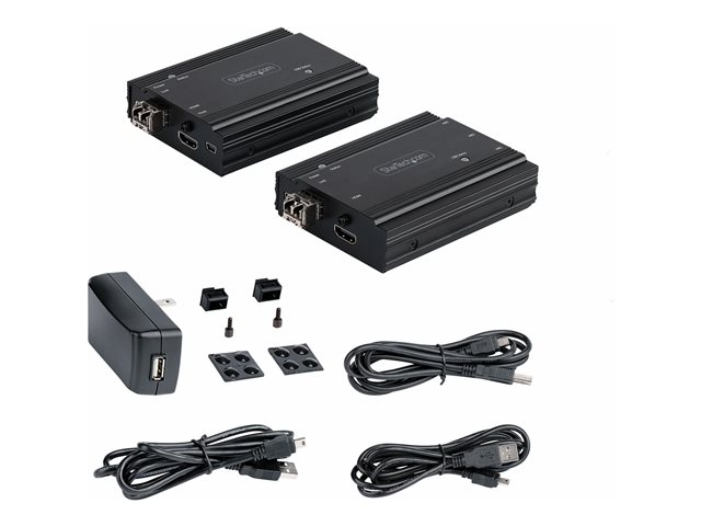StarTech.com 4K HDMI KVM Extender over Fiber, HDMI Video & USB over Fiber, up to 984ft/300m (MultiMode), 10G MMF SFP+ modules, Remote KVM Switch/Console Extender, KVM Extension Kit (TX/RX) - Transmitter & Receiver - KVM / audio extender - 10GbE - over fibre optic - USB - 10GBase-SR - up to 300 m - 850 nm