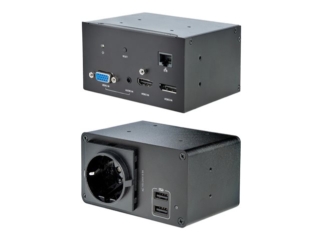 StarTech.com Conference Table Box for AV Connectivity & Power/Charging, 4K HDMI output w/ HDMI, DP, & VGA Inputs, GbE, Audio, Charging Station w/ 2x USB-A & 1x CE Certified EU Plug - Conference Room AV Connection (KITBXAVHDPEU) - Docking station - USB - VGA, HDMI, DP