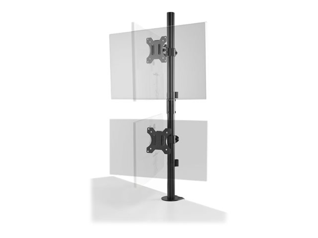 Kensington - Mounting kit (dual arm, C-clamp 10-88 mm, grommet mount 10-88 mm, pole, 2 VESA plates) - full-motion - for 2 flat panels - vertical stacking - steel - black - screen size: 13\"-32\" - desk-mountable