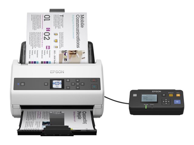 Epson WorkForce DS-870N - Document scanner - Contact Image Sensor (CIS) - Duplex - A4/Legal - 600 dpi x 600 dpi - up to 65 ppm (mono) / up to 65 ppm (colour) - ADF (100 sheets) - up to 7000 scans per day - USB 3.0, Gigabit LAN