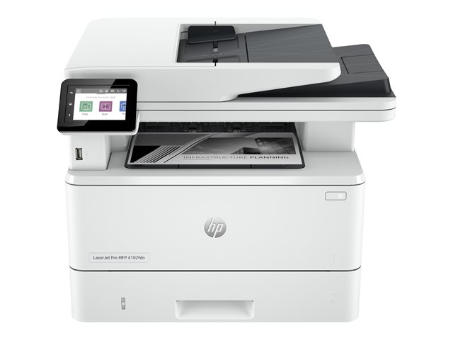 HP LaserJet Pro MFP 4102fdn - Multifunction printer - B/W - laser - Legal (216 x 356 mm) (original) - A4/Legal (media) - up to 38 ppm (copying) - up to 40 ppm (printing) - 350 sheets - 33.6 Kbps - Gigabit LAN, USB, USB host, USB 2.0