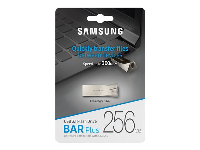 Samsung BAR Plus MUF-256BE3 - USB flash drive - 256 GB - USB 3.1 Gen 1 - champagne silver