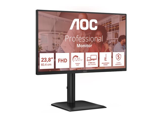 24E4CV 24\" DOCK IPS FHD, 4 ms, 1920x1080@120Hz, Wid 16/9, USB-C - DP-HDMI-DPout, LAN RJ45, 4xUSB 3.2, Brightness 300 cd/m², D Contra