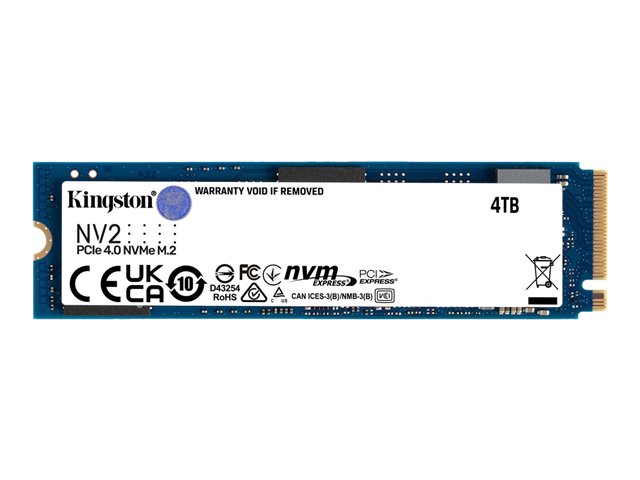 Kingston NV2 - SSD - 4 TB - internal - M.2 2280 - PCIe 4.0 x4 (NVMe) - for Intel Next Unit of Computing 12 Pro Kit - NUC12WSKi5
