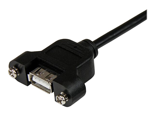 StarTech.com 3 ft Panel Mount USB Cable A to A F/M - Panel Mount USB Extension USB A-Female to A-Male Adapter Cable 3ft - USB-A (F) Port (USBPNLAFAM3) - USB extension cable - USB (F) to USB (M) - USB 2.0 - 91.4 cm - black - for P/N: UUSBOTG