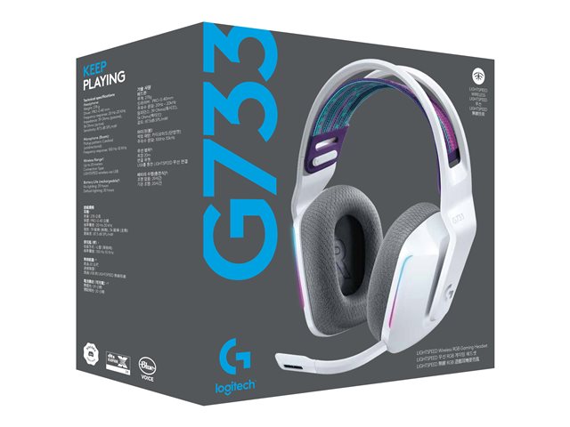 Logitech G G733 LIGHTSPEED Wireless RGB Gaming Headset - Headset - full size - 2.4 GHz - wireless - white