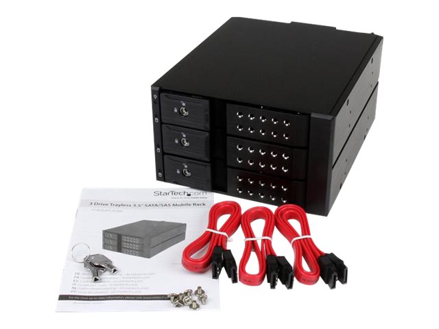 StarTech.com 3-Bay Hot Swap Backplane for 3.5in SAS II/SATA III - 6 Gbps HDD - Aluminum Trayless Mobile Rack Backplane (HSB3SATSASBA) - Storage mobile rack - 2.5\" - black - for P/N: 25SAT35HDD, PEXMSATA3422, PEXMSATA343