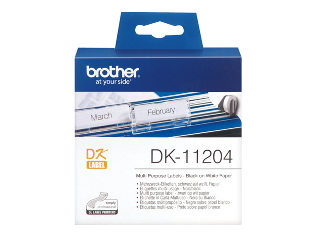 Brother DK-11204 - Black on white - 17 x 54 mm 400 label(s) (1 roll(s) x 400) multi-purpose labels - for Brother QL-1050, 1060, 1110, 500, 550, 560, 570, 580, 600, 650, 700, 710, 720, 820