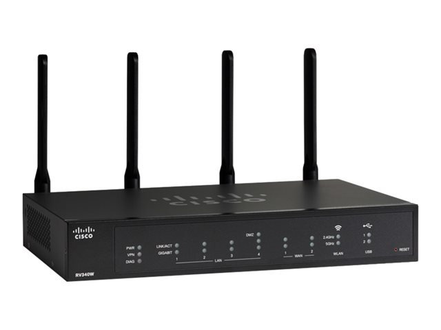Cisco Small Business RV340W - Wireless router 4-port switch - 1GbE - WAN ports: 2 - Wi-Fi 5 - Dual Band - refurbished