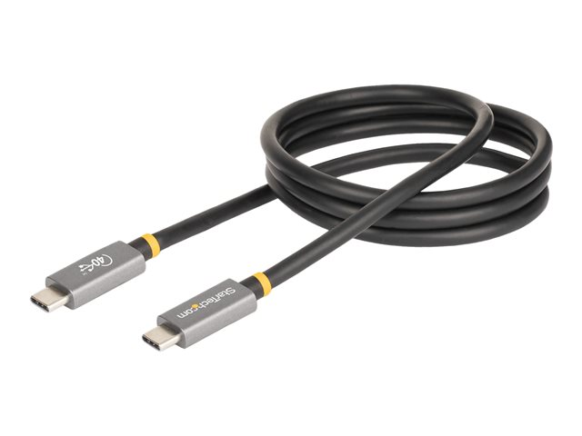 StarTech.com 3ft (1m) USB4 Cable, USB-IF Certified USB-C Cable, 40 Gbps, USB Type-C Data Transfer Cable, 100W Power Delivery, 8K 60Hz, Compatible w/Thunderbolt 4/3/USB 3.2 - USB C to C cable (CC1M-40G-USB-CABLE) - USB cable - 24 pin USB-C (M) to 24 pin USB-C (M) - USB 2.0 / USB 3.1 / USB 3.2 / USB4 / Thunderbolt 3 / Thunderbolt 4 - 1 m - up to 40 Gbps data transfer rate, USB Power Delivery (100W), 4K support, 8K support - black
