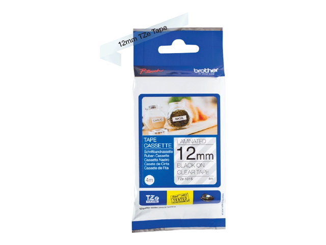 Brother TZe-131S - Black on transparent - Roll (1.2 cm x 4 m) 1 cassette(s) laminated tape - for Brother PT-D210, D600, H110, P-Touch PT-1005, 1880, D460, D610, E310
