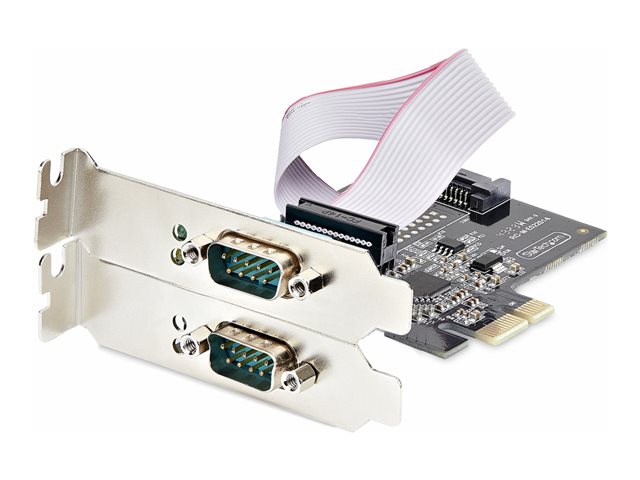 StarTech.com 2-Port Serial PCIe Card, Dual-Port PCI Express to RS232/RS422/RS485 (DB9) Serial Card, Low-Profile Brackets Incl., 16C1050 UART, TAA-Compliant, Windows/Linux, TAA Compliant - Level-4 ESD Protection (2S232422485-PC-CARD) - Serial adapter